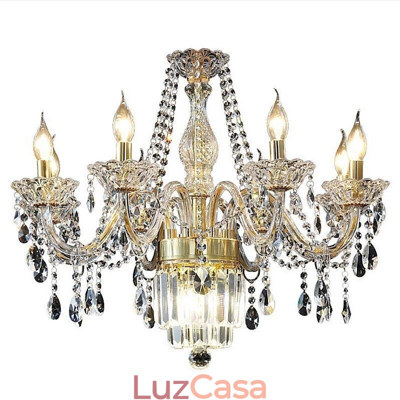 Grande lustre de cristal europeu clássico pingente luz