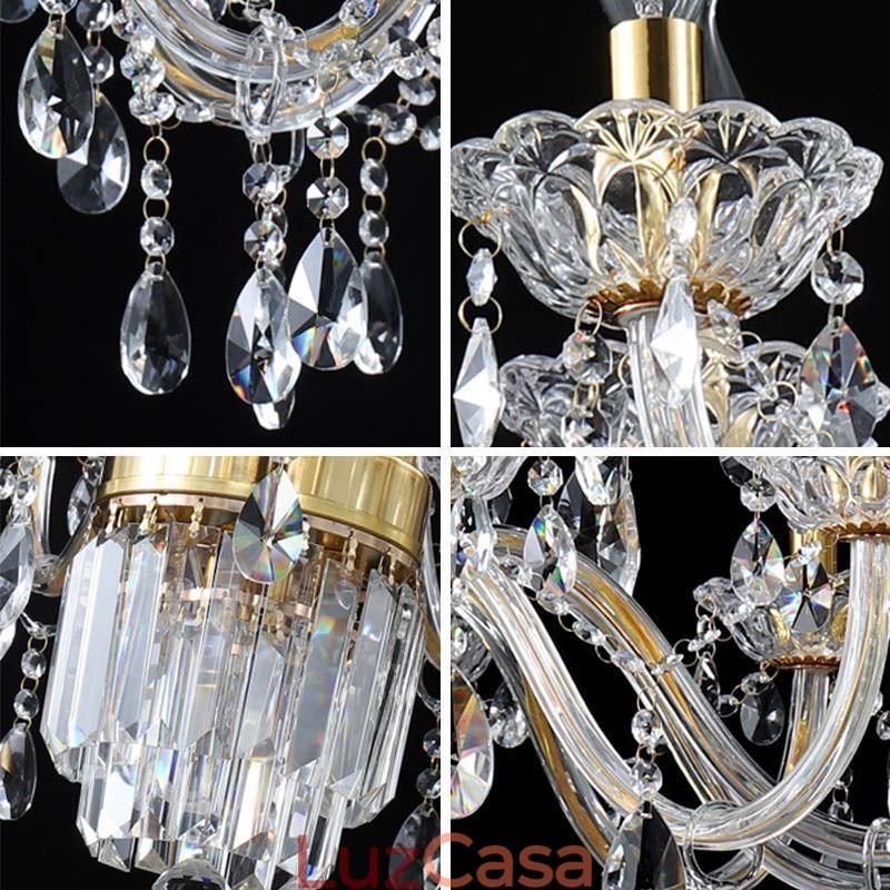 Grande lustre de cristal europeu clássico pingente luz