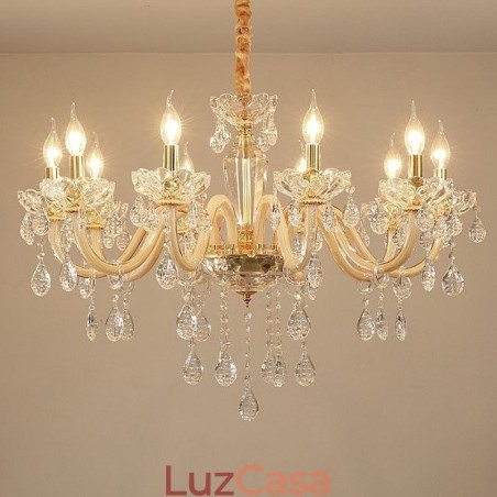 Elegante lustre de cristal estilo europeu luz pendente de vidro Elegante lustre de cristal estilo europeu luz pendente de vidro
