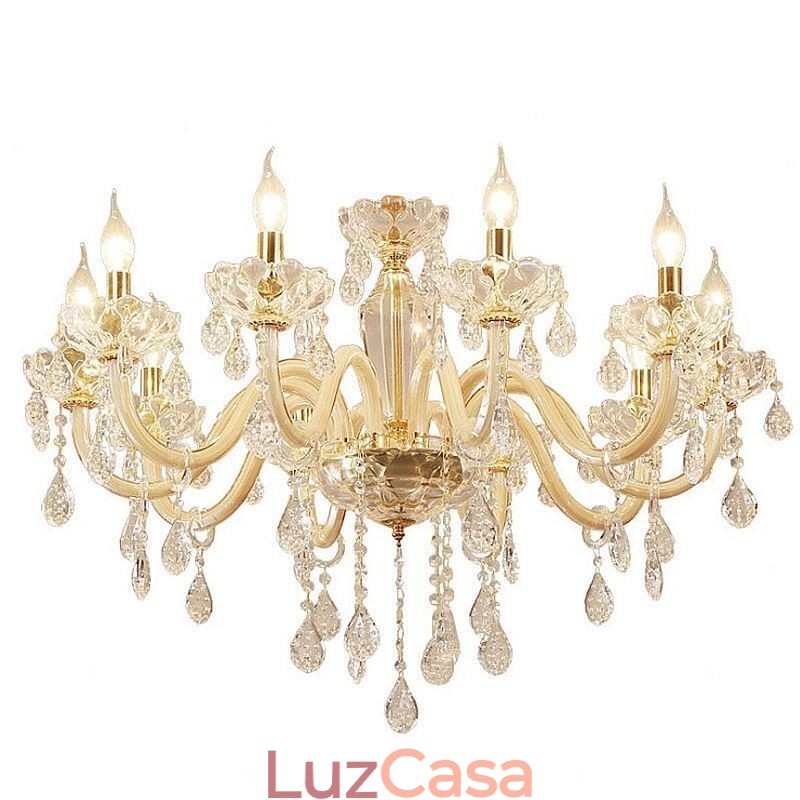 Elegante lustre de cristal estilo europeu luz pendente de vidro