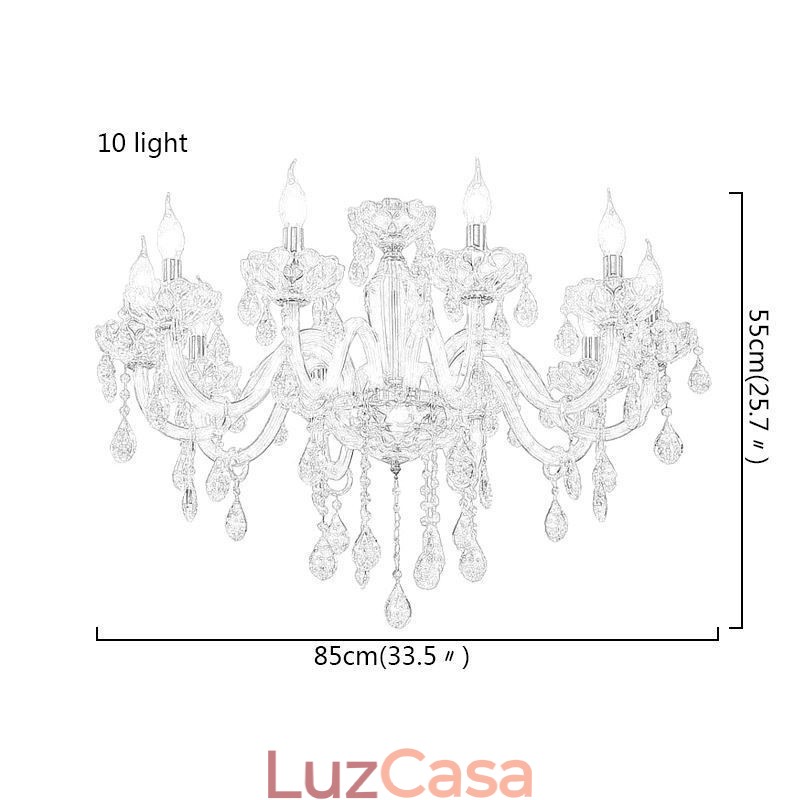 Elegante lustre de cristal estilo europeu luz pendente de vidro