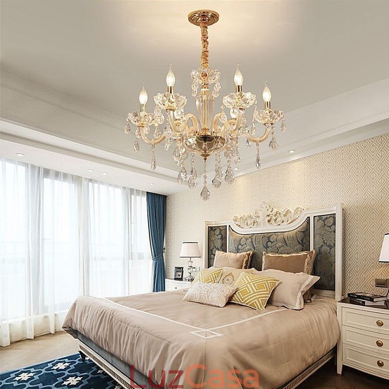 Elegante lustre de cristal estilo europeu luz pendente de vidro
