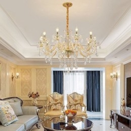 Elegante lustre de cristal estilo europeu luz pendente de vidro