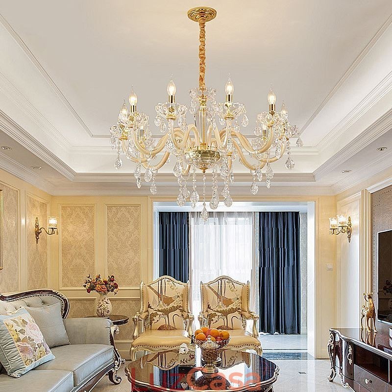 Elegante lustre de cristal estilo europeu luz pendente de vidro