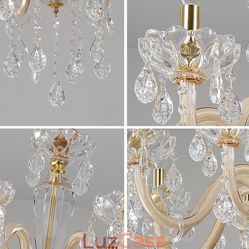 Elegante lustre de cristal estilo europeu luz pendente de vidro