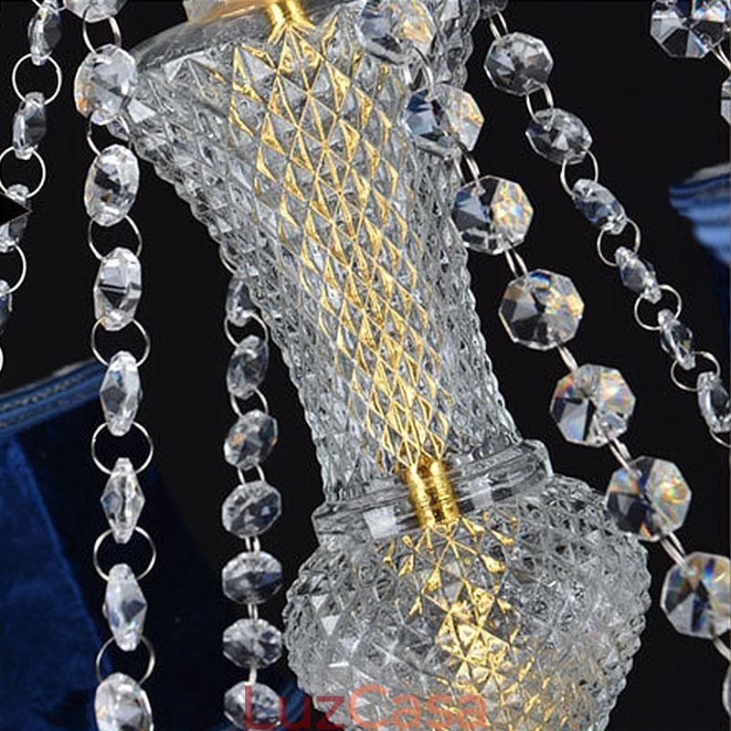 Lustre de Cristal Europeu Luxo Pingente Azul Claro Pingente