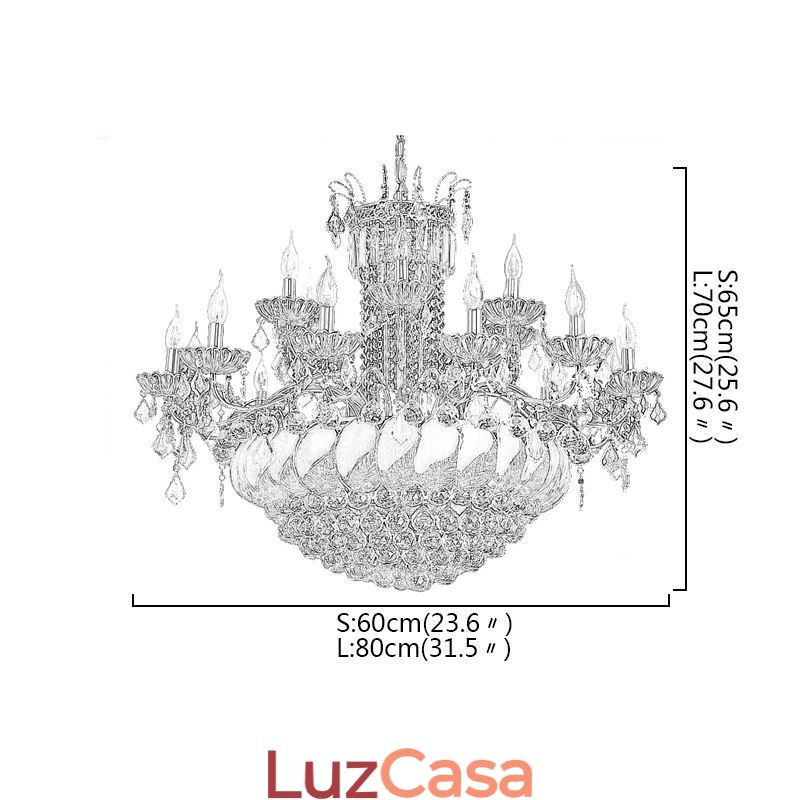Grande lustre de cristal de luxo europeu com luz de teto dourada