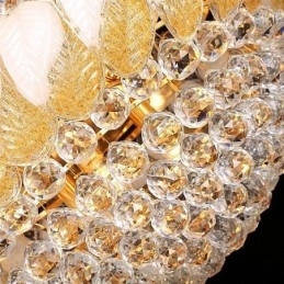 Grande lustre de cristal de luxo europeu com luz de teto dourada