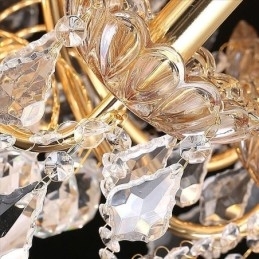 Grande lustre de cristal de luxo europeu com luz de teto dourada