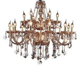 Lustre de cristal europeu elegante grande luz pendente âmbar