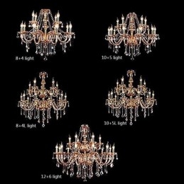 Lustre de cristal europeu elegante grande luz pendente âmbar
