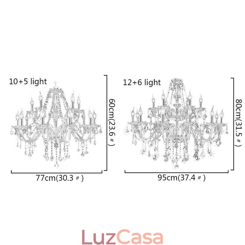 Lustre de cristal europeu elegante grande luz pendente âmbar