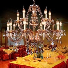 Lustre de cristal europeu elegante grande luz pendente âmbar