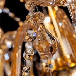 Lustre de cristal europeu elegante grande luz pendente âmbar
