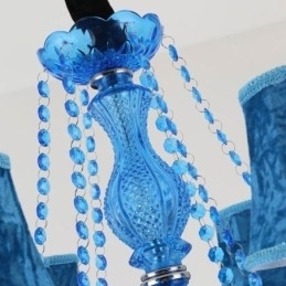 Grande Lustre de Cristal Europeu Pendente Azul Claro Cor Estética