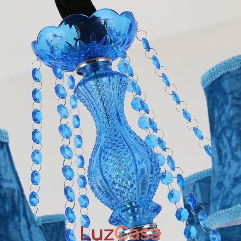 Grande Lustre de Cristal Europeu Pendente Azul Claro Cor Estética