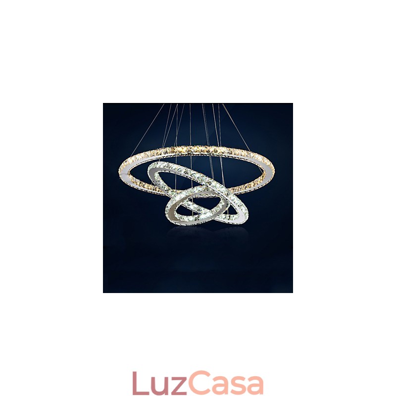Luminárias pendentes âmbar e cristal K9 transparente Lustre de iluminação com 3 anéis