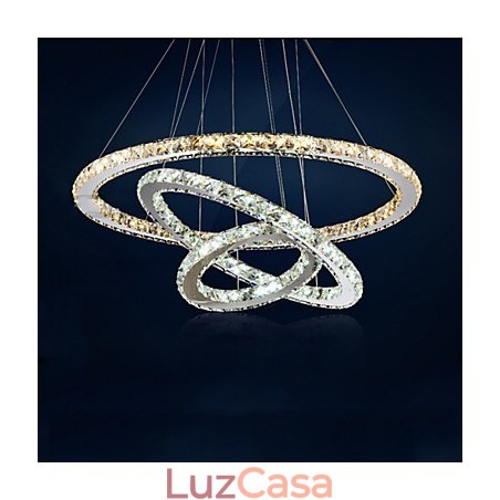 Luminárias pendentes âmbar e cristal K9 transparente Lustre de iluminação com 3 anéis Luminárias pendentes âmbar e cristal K9 transparente Lustre de iluminação com 3 anéis