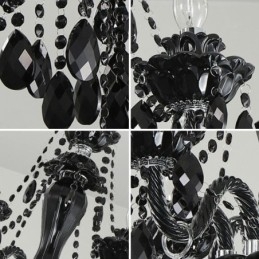 Lustre de cristal de luxo estilo europeu, luz pendente preta