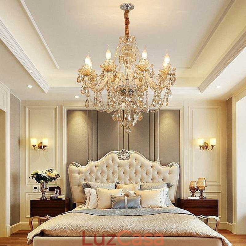 Lustre de cristal Cognac Luz de teto Luxo Europeu