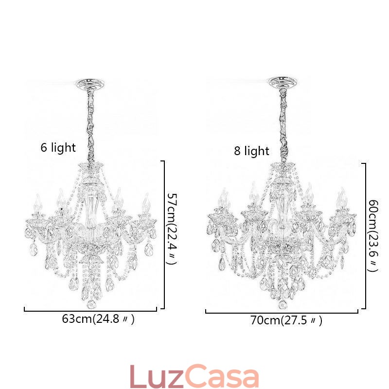 Lustre de cristal Cognac Luz de teto Luxo Europeu