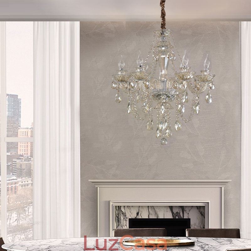Lustre de cristal Cognac Luz de teto Luxo Europeu