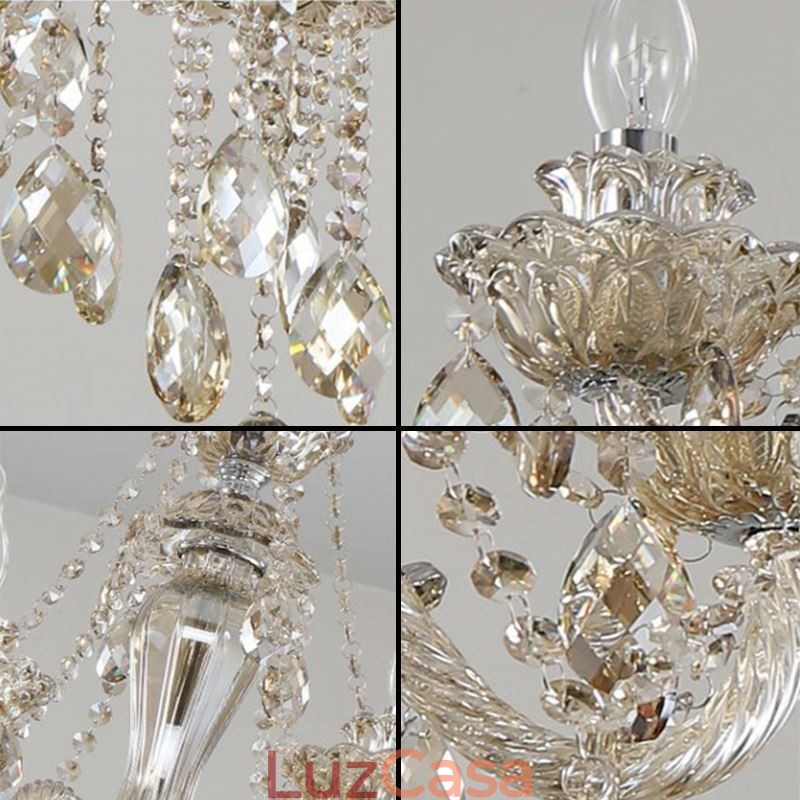 Lustre de cristal Cognac Luz de teto Luxo Europeu