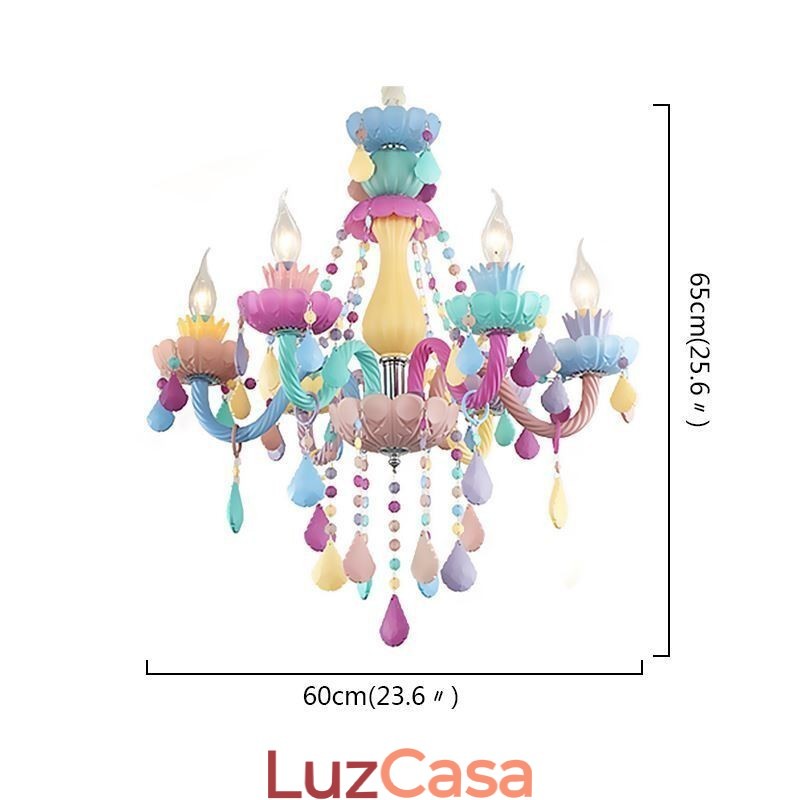 Lustre de cristal colorido europeu Macaron Pendant Light