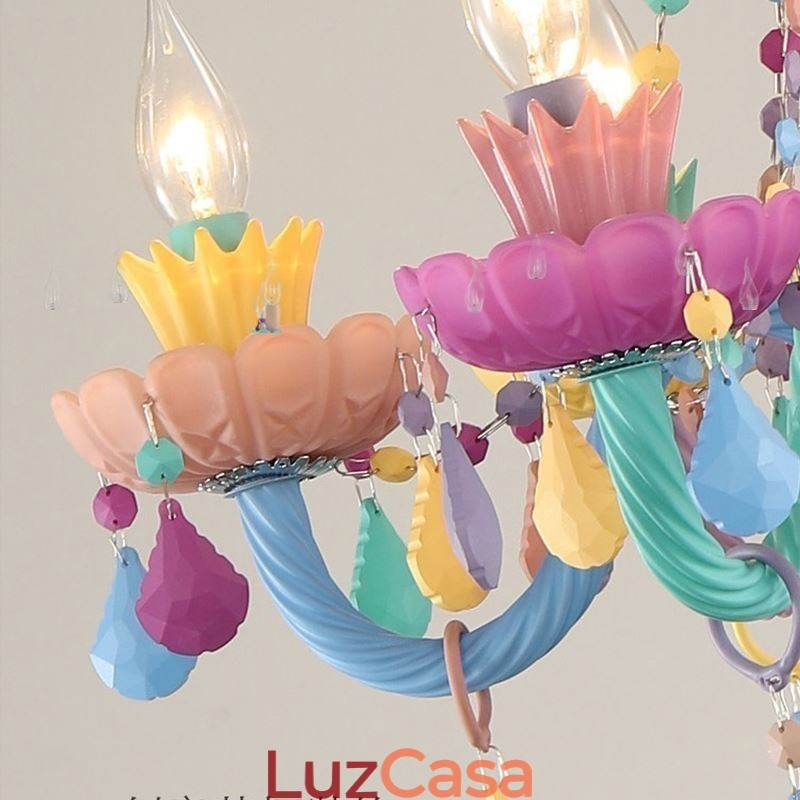 Lustre de cristal colorido europeu Macaron Pendant Light