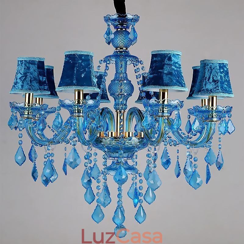 Grande lustre de cristal azul europeu pendente