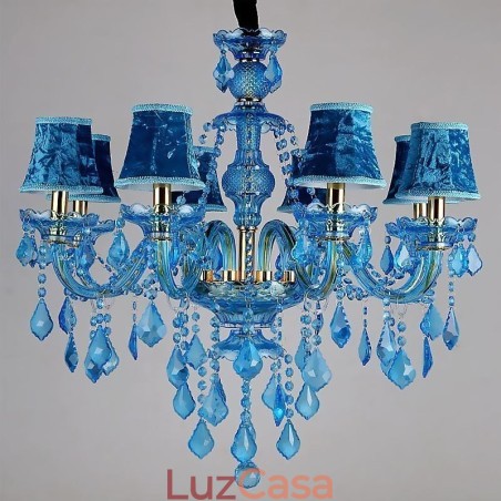 Grande lustre de cristal azul europeu pendente Grande lustre de cristal azul europeu pendente