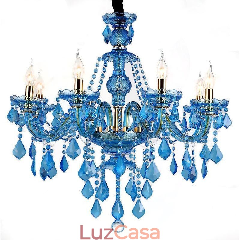 Grande lustre de cristal azul europeu pendente