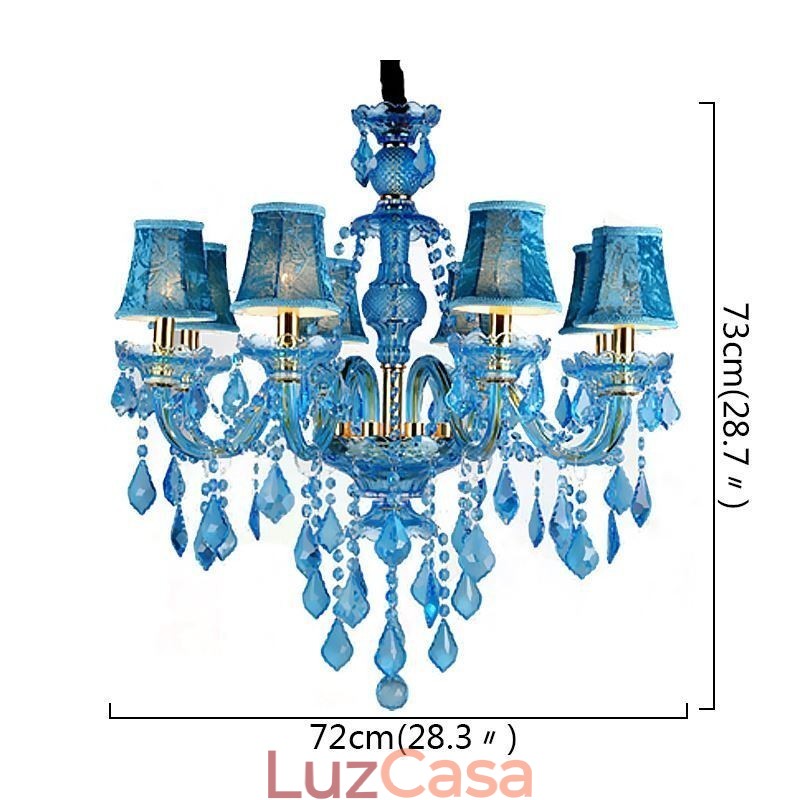 Grande lustre de cristal azul europeu pendente