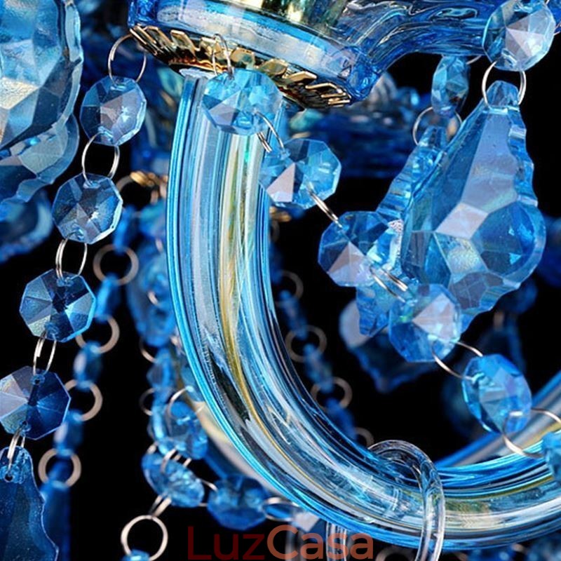 Grande lustre de cristal azul europeu pendente