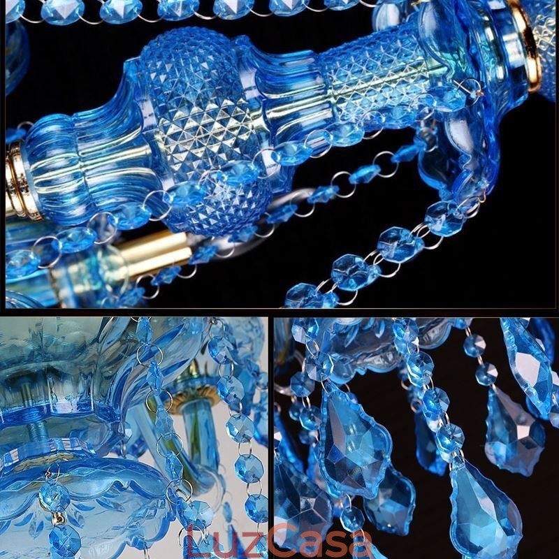 Grande lustre de cristal azul europeu pendente
