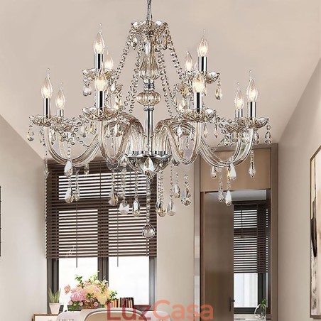 Grande lustre de cristal conhaque luz de teto europeia