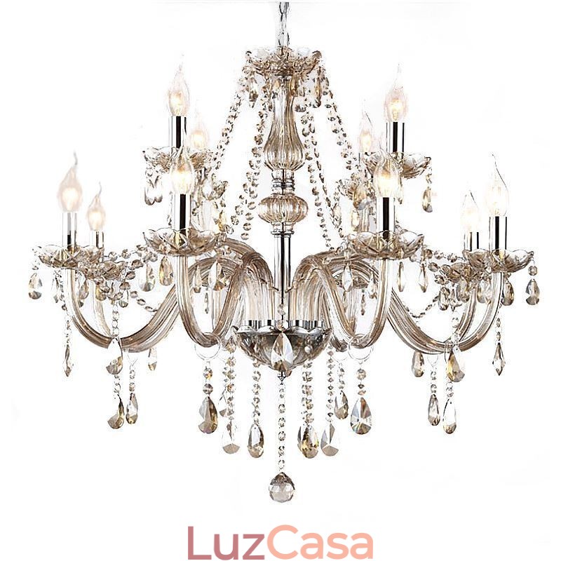 Grande lustre de cristal conhaque luz de teto europeia