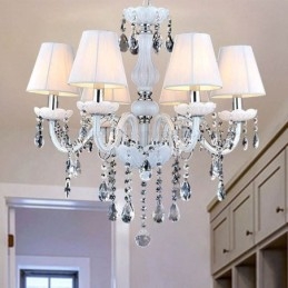 Lustre de cristal europeu, luminária pendente exclusiva de jade branco
