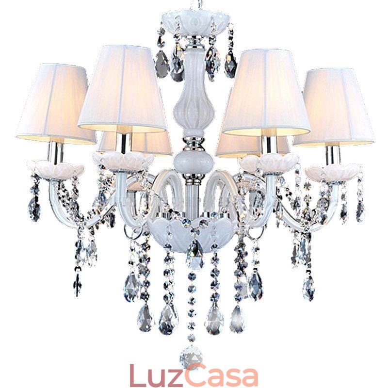 Lustre de cristal europeu, luminária pendente exclusiva de jade branco