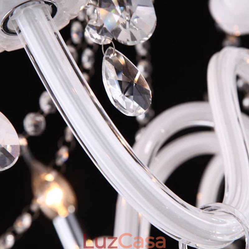 Lustre de cristal europeu, luminária pendente exclusiva de jade branco