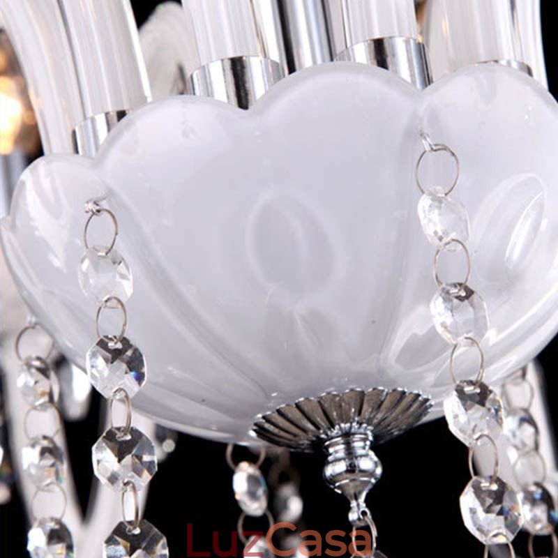 Lustre de cristal europeu, luminária pendente exclusiva de jade branco