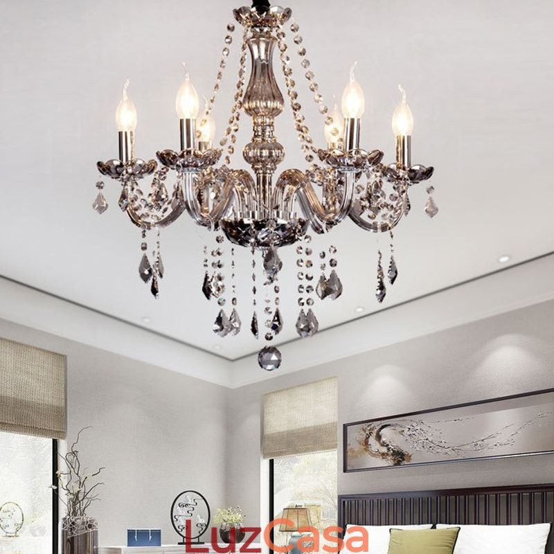 Elegante lustre de cristal estilo europeu luz pendente de vidro