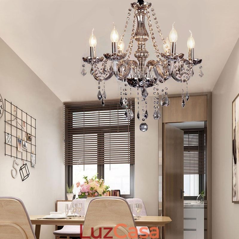 Elegante lustre de cristal estilo europeu luz pendente de vidro