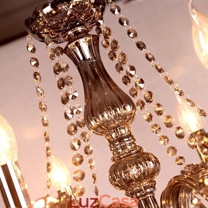 Elegante lustre de cristal estilo europeu luz pendente de vidro