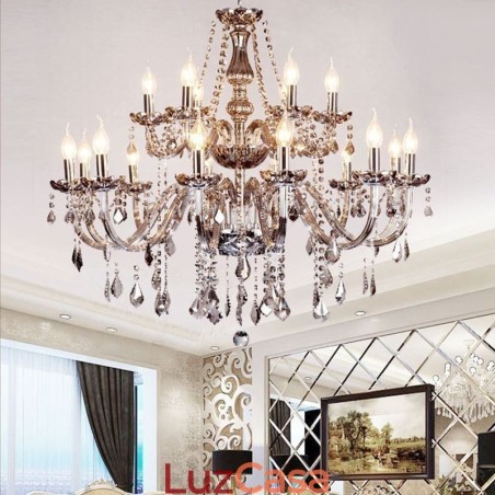 Grande lustre de cristal europeu elegante luz pendente Grande lustre de cristal europeu elegante luz pendente