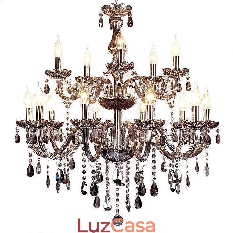 Grande lustre de cristal europeu elegante luz pendente