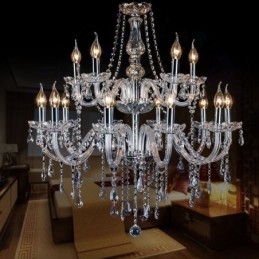 Lustre de cristal europeu, luz pendente transparente