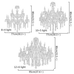 Lustre de cristal europeu, luz pendente transparente