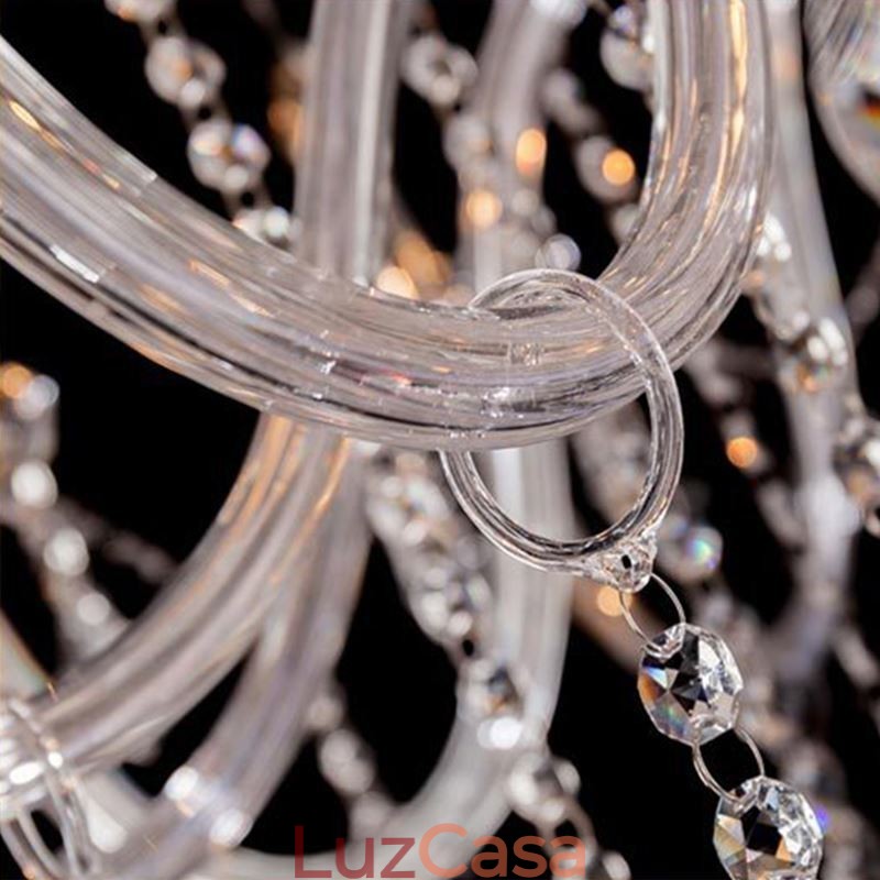 Lustre de cristal europeu, luz pendente transparente