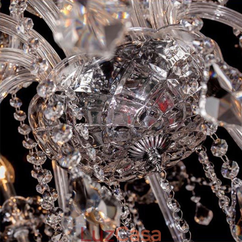 Lustre de cristal europeu, luz pendente transparente
